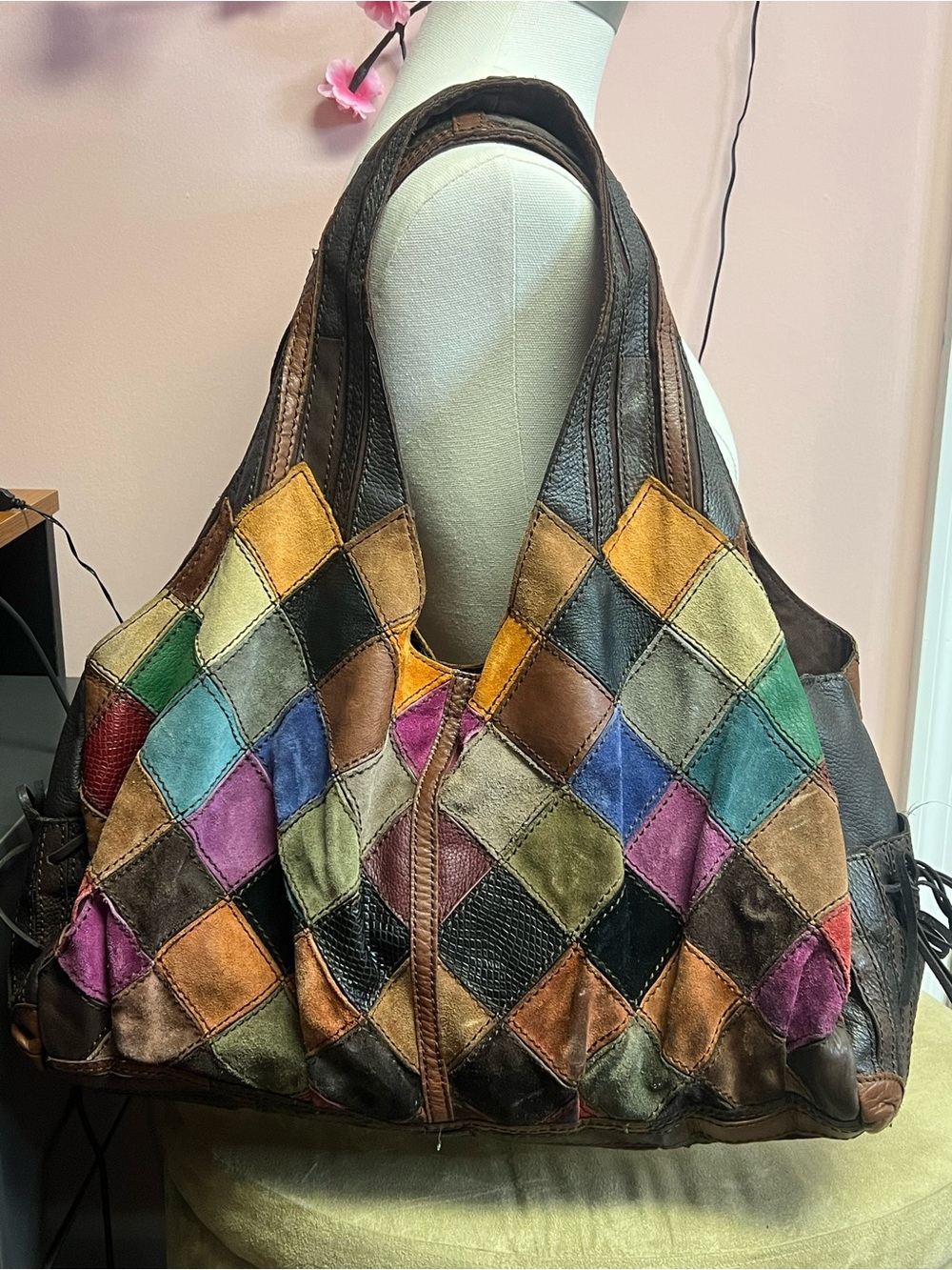 Multicolor Patchwork Leather Shoulder Bag - Boho Chic
